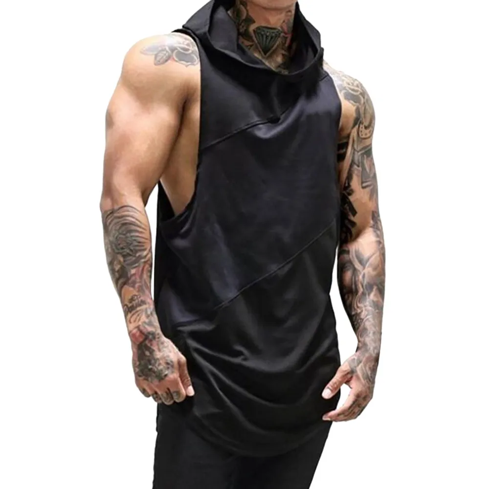 

Summer 2019 Tank Top Men Gyms Fitness Muscle Hoodie Sleeveless gym tank top fitness clothing Streetwear Casual men tank top