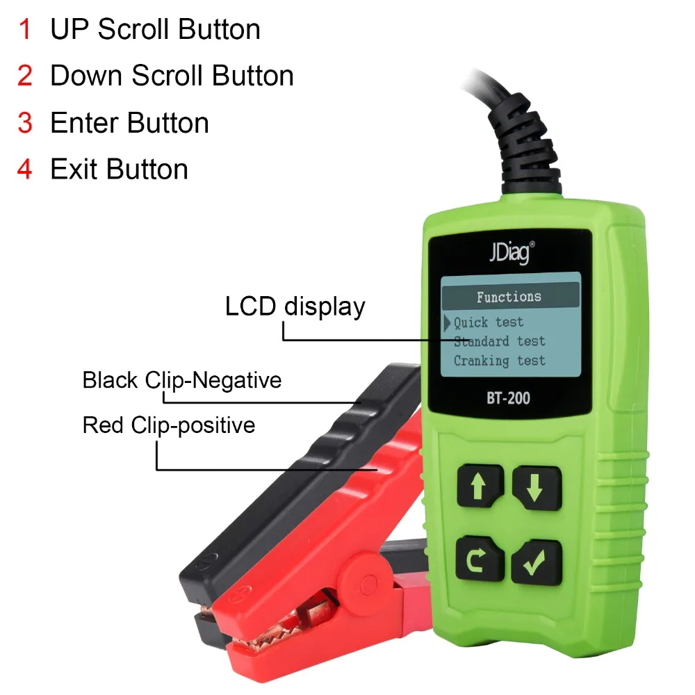 JDiag BT200 Car Battery Tester 12V Digital Auto Test Analyzer CCA