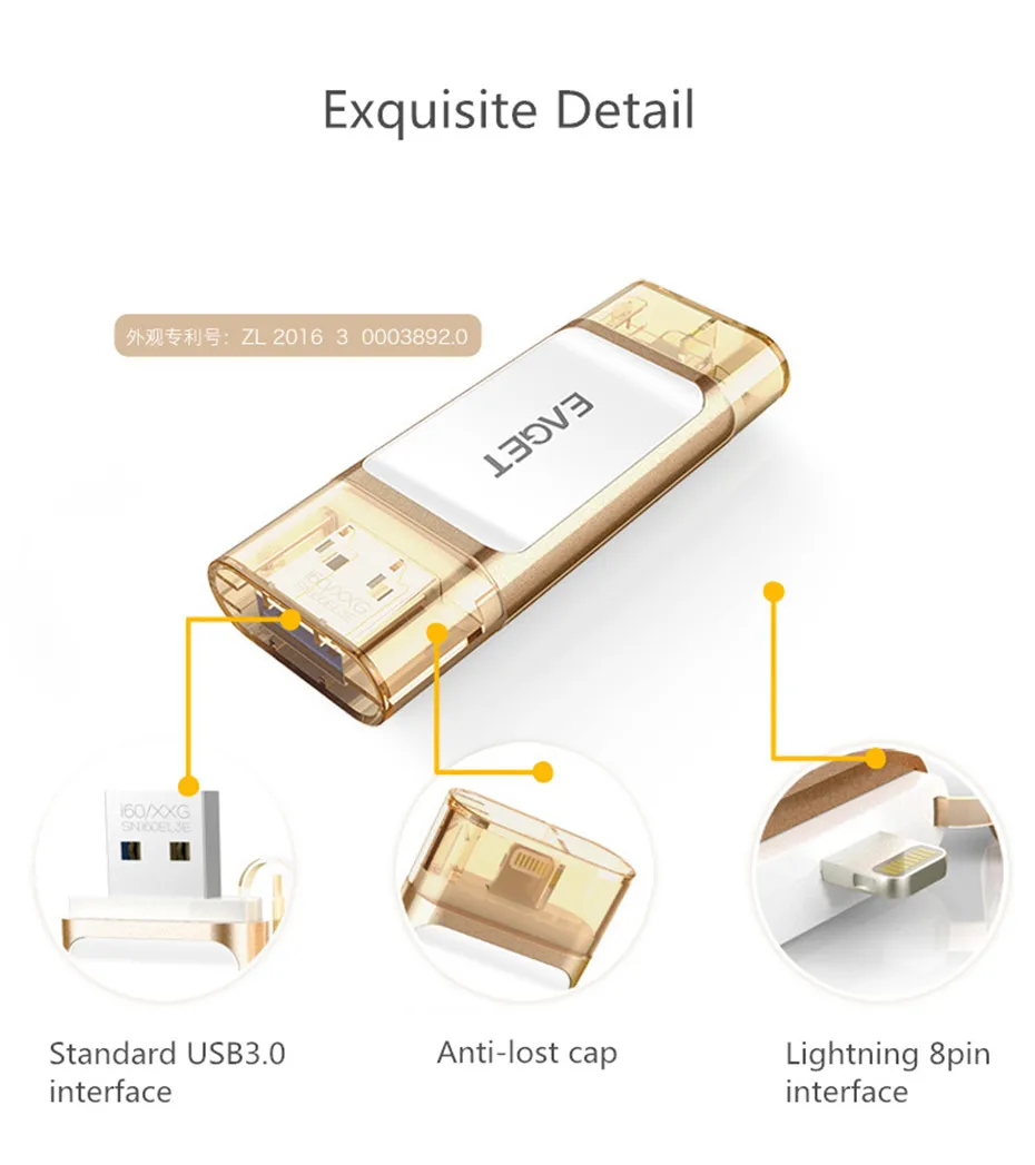 Eaget I60 OTG USB флеш-накопитель 32 Гб 64 Гб 128 ГБ Lightning USB 3,0 MFI флеш-накопитель 64 Гб мини-флешка memoria USB для iPhone iPad