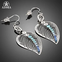 Азора белое золото цвет разноцветный Stellux Австрийский Кристалл Листья серьги TE0009 - изображение