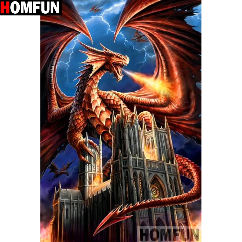 

HOMFUN Full Square/Round Drill 5D DIY Diamond Painting "Cartoon dragon" 3D Embroidery Cross Stitch 5D Home Decor A13364