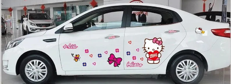 Мультфильм розовый рисунок «Hello Kitty» настенные наклейки для автомобиля двери окна украшения home decor wall art для наклейка для детской diy девушки подарок