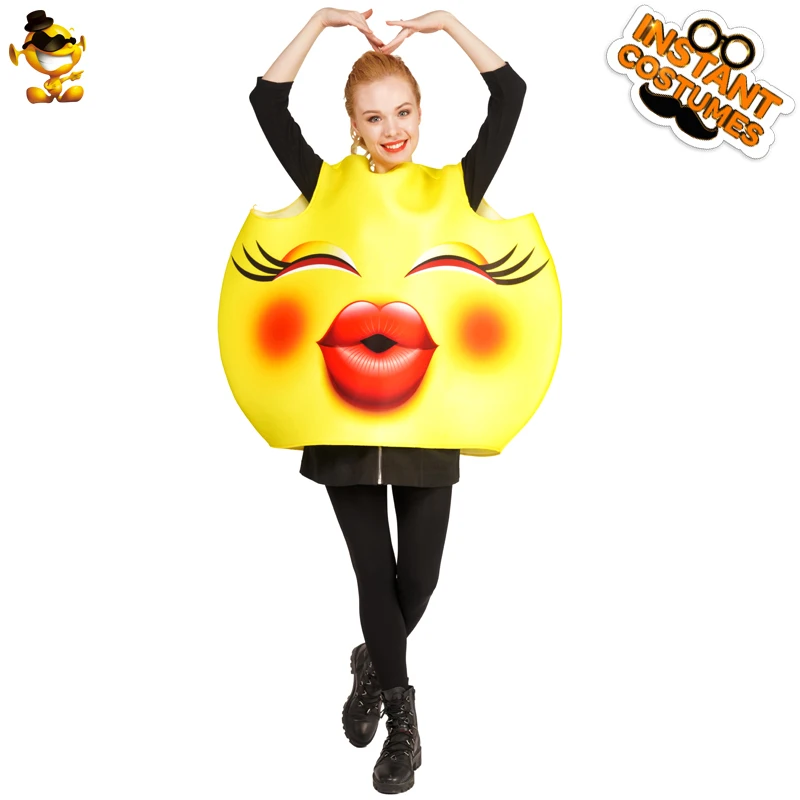 Дамская Для женщин Kiss смайлик для маскарада, карнавала вечерние Lover Emoji Детский костюм для вечеринок