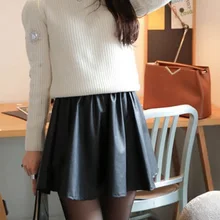 HOOYI Осенняя женская черная плиссированная мини-юбка с завышенной талией