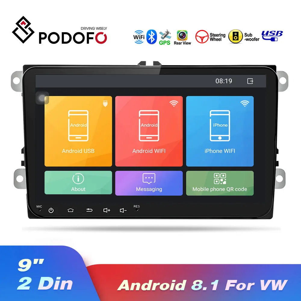 Pаспродажа Podofo 9 дюймов автомагнитолы font b gps b font навигация Android 8,1 Mp5 мультимедийный плеер для Фольксваген Шкода гольф поло PASSAT JETTA TIGUAN