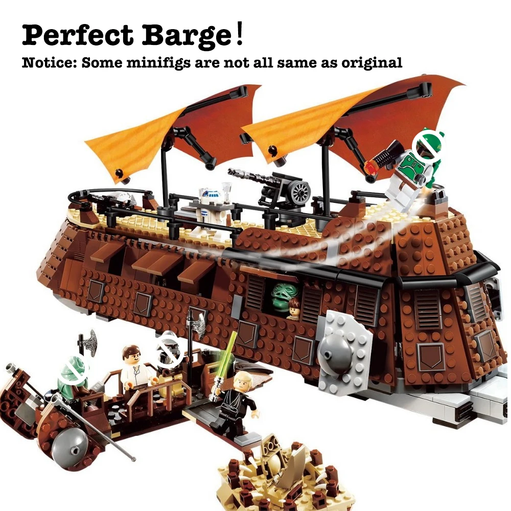 

821 PCS 05090 Star Series Wars Jabba's Sail Barge Set Mini figures Model Building Blocks Toys for Kids Children Compatible 6210