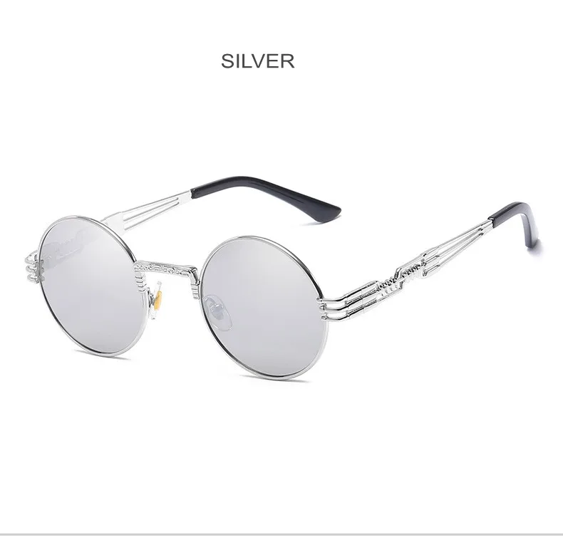 Роскошные круглые солнцезащитные очки в металлической оправе стимпанк мужские Для женщин модные очки Брендовая дизайнерская обувь в ретро-стиле Винтаж очки в стиле стимпанк UV400 - Цвет линз: SILVER
