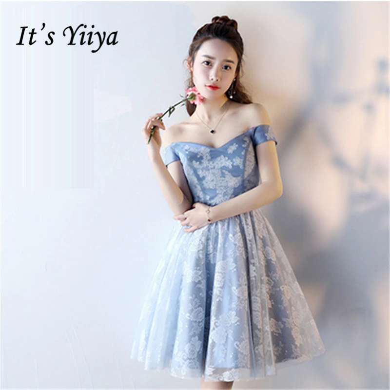 

It's YiiYa Elegant Bridesmaids Dresses Boat Neck Lace Up High Quality Formal Dress Candy Color Fashion Designer B037