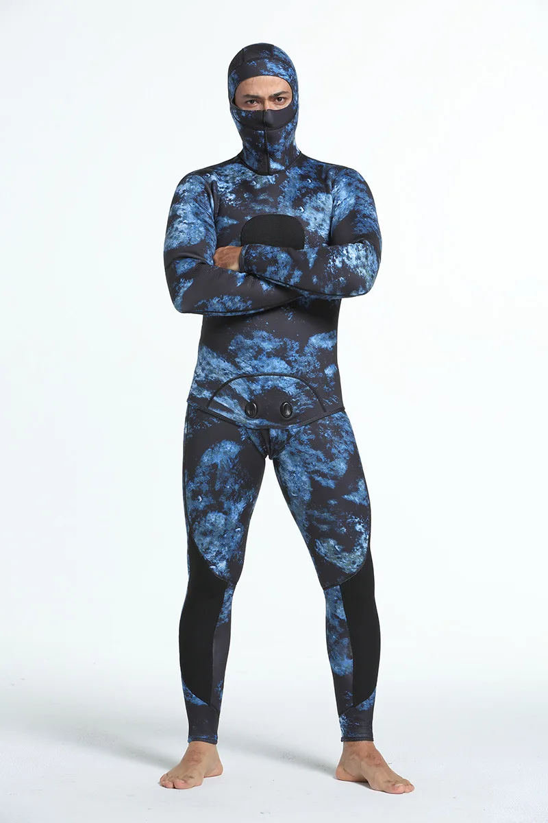 Мужской s 5 мм гидрокостюм камуфляж из двух частей мужской водонепроницаемый теплый рыболовный костюм камуфляж серферов с хлоропрен Дайвинг костюм