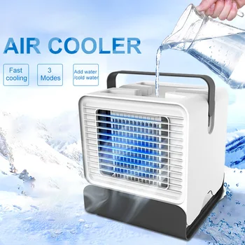 

Portable Air Cooler USB Air Conditioner Desktop Mini Fan Negative Ion Incense Humidifier Purifier with Night Light 150ml Water T