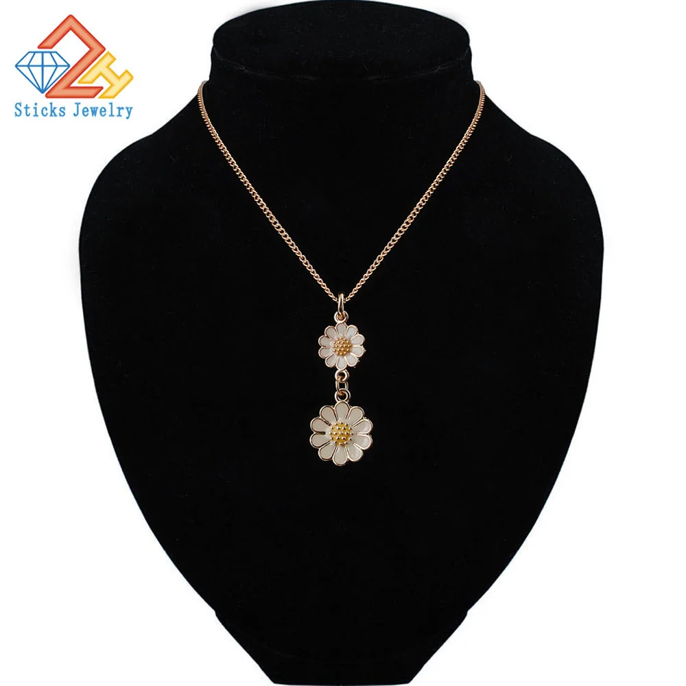 

Fashion Women Jewelry Choker Necklaces two Flower Romantic Fresh Colorful Enamel Necklace