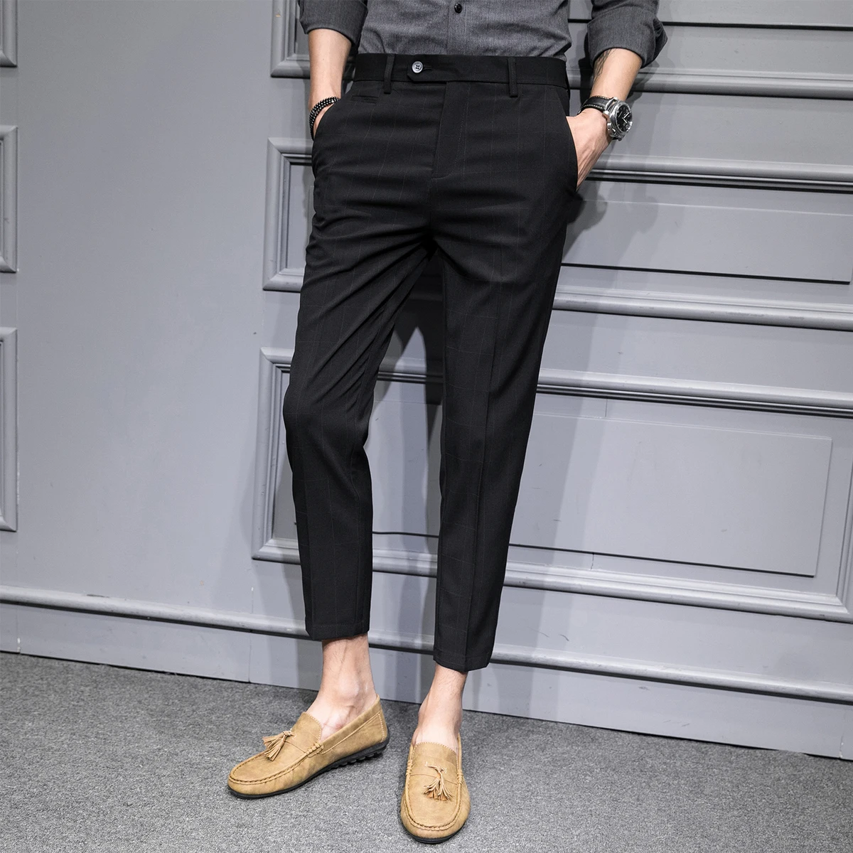Summer Autumn New Polyester M-4XL Slim Casual Men's Cropped Pants Individuality Fashion Popularity Simple Classic City Youth