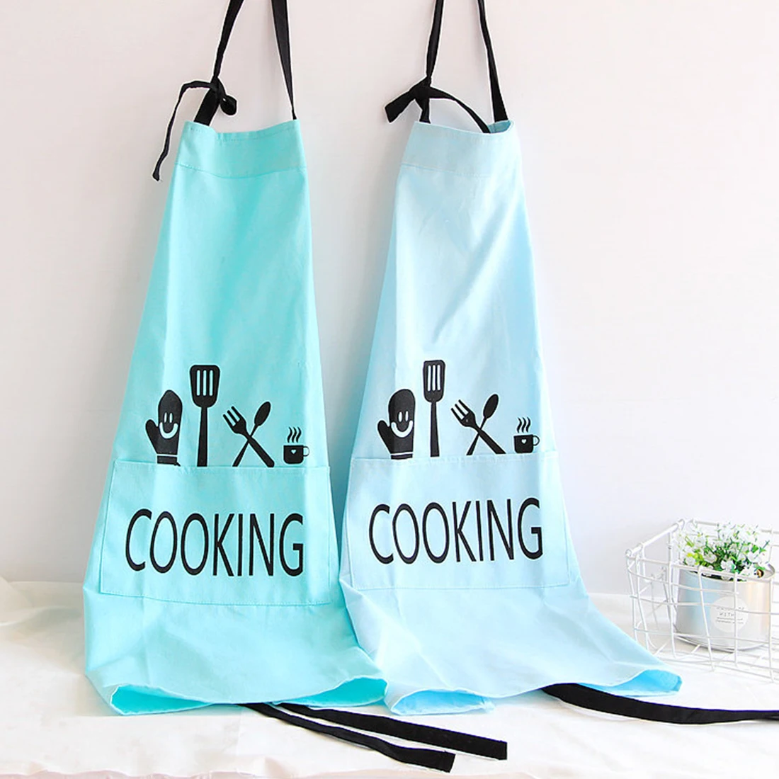 100 Cotton Linen Home Cleaning Apron Printed Unisex Cooking Aprons