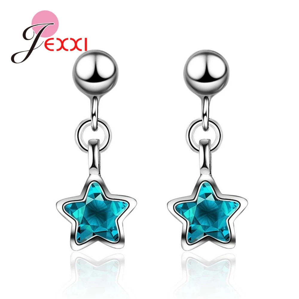 

High Quality Charming Austrian Crystal Star Pendant Earrings 925 Sterling Silver Big Promotion Women Engagement Jewelry