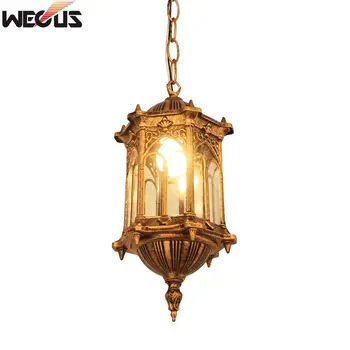 Europe outdoor hang light retro garden balcony pendant lamp hotel restaurant decoration lighting study villa bra yard luminaria northern europe modern creative luxurious pendant light restaurant livingroom hotel decoration lamp free shipping