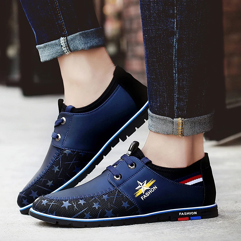 Men Casual Shoes Stylish Trendy Fashion Mens Shoes Casual Walking Shoes Lace Up Men Sneakers Blue Brown Men Shoe Luxury Brand