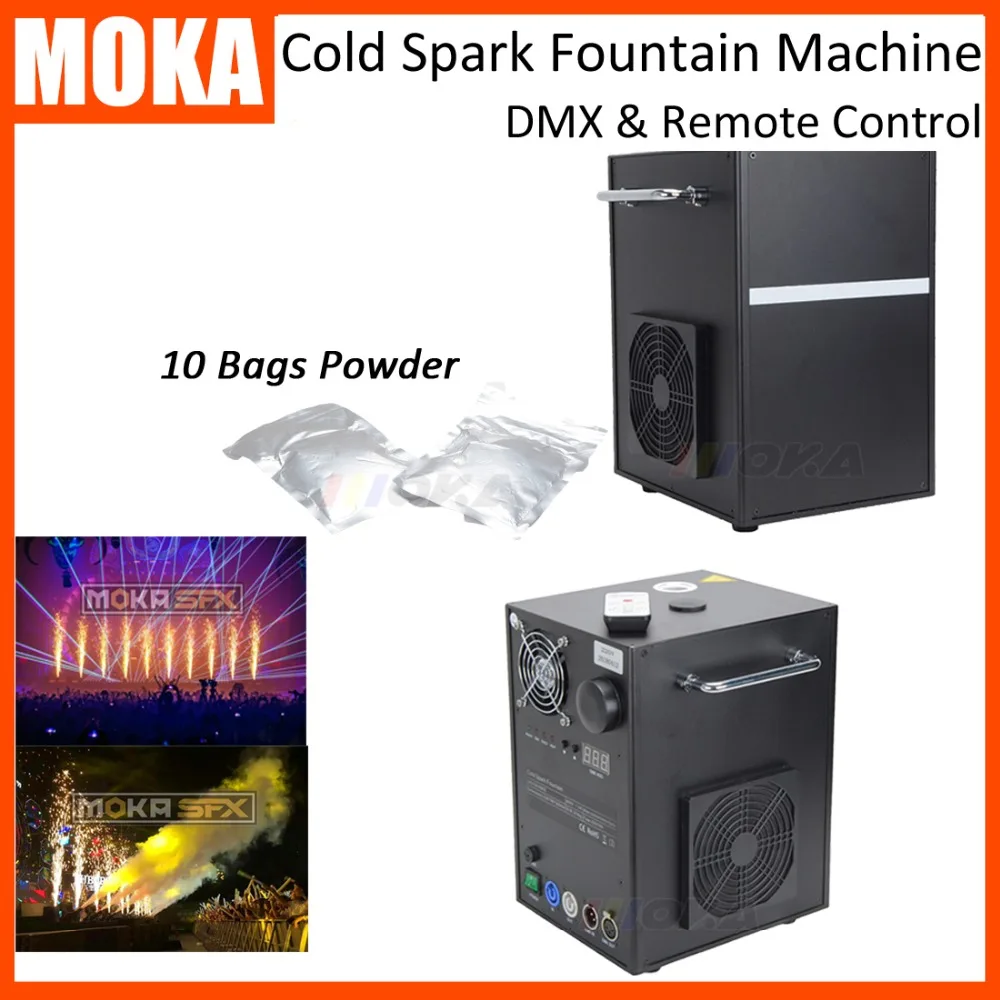 

2 Pcs/lot with 10 bags Powder DMX remote cold spark fountain machine indoor firework non-pyrotechnic sparkler for stage effects