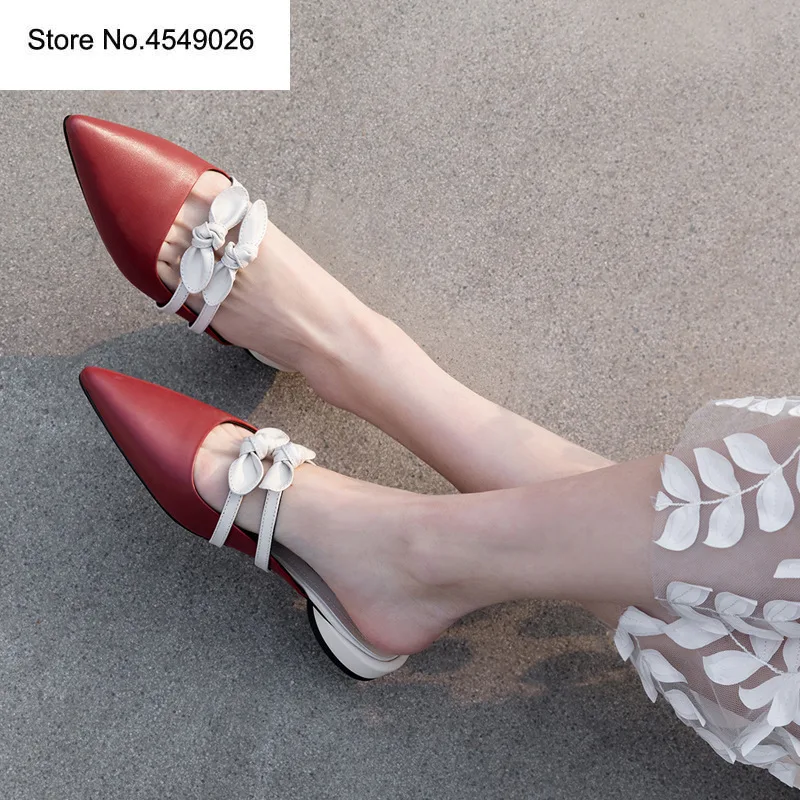 

2019 Brand New Korean Style Shoes Woman Fur Slippers Sandals Mules Flat Slippers Plush Genuine Leather Rubber Colorful Bowknot