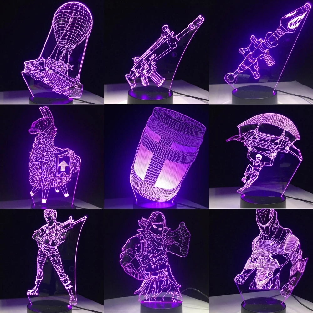  Game 3D LED Lamp 7 Colors Touch Switch Table Desk Light Lava Lamp Acrylic Illusion Room Atmosphere 