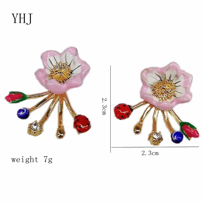 Новая роза цветок эмаль веер Жук темперамент аксессуары женские серьги