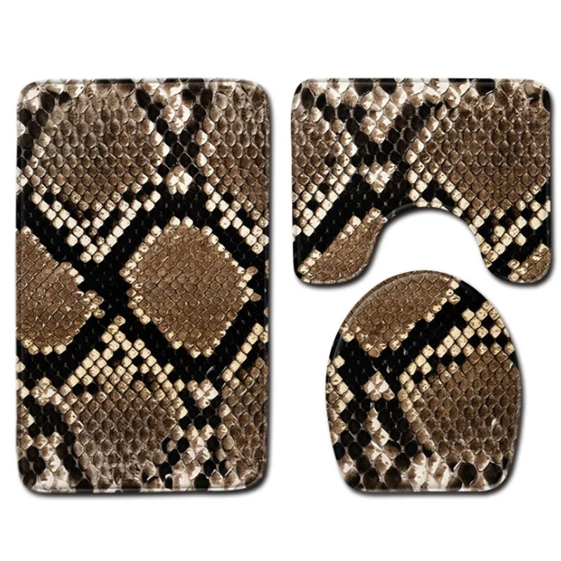  3 pieces/Set Animal Skin Leopard Tiger Pattern Bath Mat Contour Pedestal Rug Lid Toilet Cover Carpe