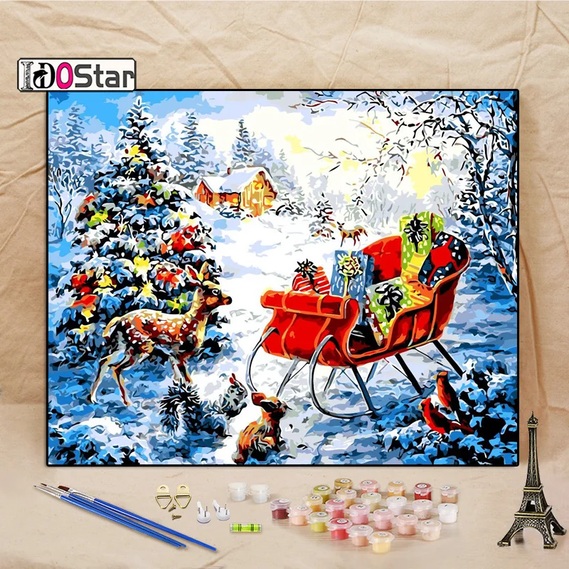 Рамка «сделай сам» Картина маслом по номерам с оленем подарок для рождественских картин на холсте картина для гостиной стены искусства домашний декор