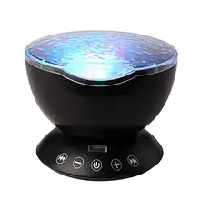 Starry Sky Remote Control Ocean Wave Projector Built-in Mini Music Player Novelty 7 Color Changing LED Night Light