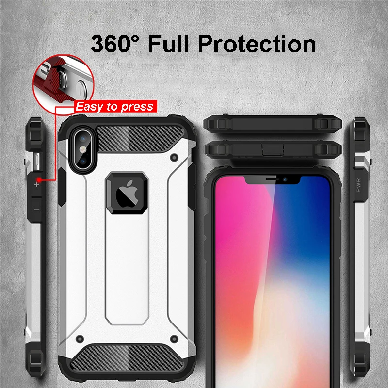 Strong Hybrid Tough Shockproof Armor Phone Back Case for iPhone XS MAX XR Xs X 8 7 6S Plus 5S SE Hard Rugged Impact Cover Fundas