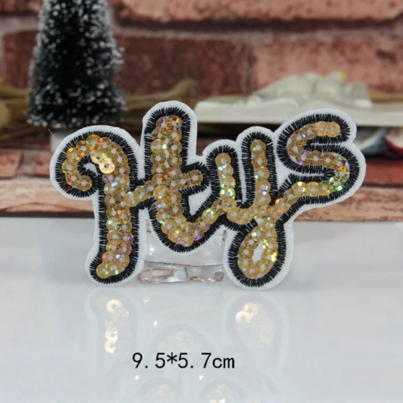 40 шт. DIY блестками Вышивание на патч утюг-на патч Наклейки для одежды Вышивание Ткань аппликация поставки yo08