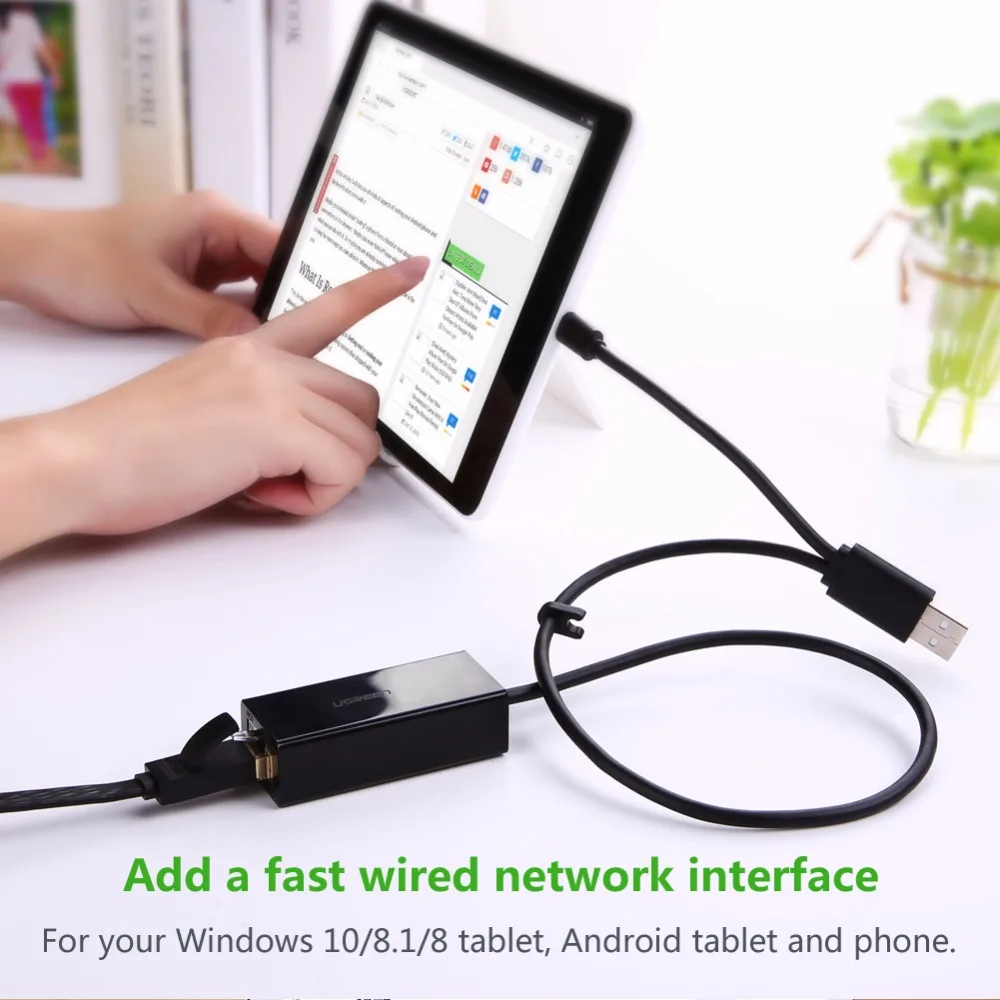 Ugreen OTG Ethernet Micro USB 2,0 к RJ 45 сетевой адаптер 10/100 Мбит/с для Pind коммутатор Планшеты Android телефон OTG Ethernet