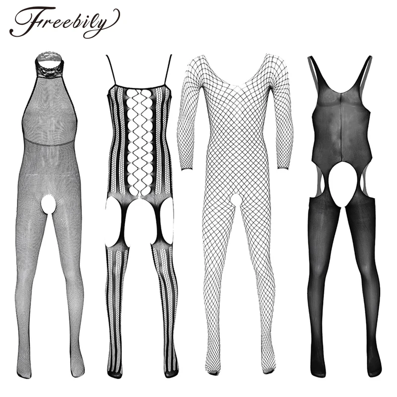 

Men Bodysuit See Through Sheer Hollow out Stretchy Bar club Dance Party Transparent Bodystockings Male Sharpwear Body Stocking