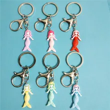 Mode sirène porte-clés porte-clés filles Anime sac pendentif breloques cadeaux pour les femmes Chaveiro usine gros bijoux(China)