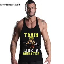 Для мужчин топы Супер Saiyan поезд печати Фитнес майка Бодибилдинг Для мужчин Стрингер рубашки без рукавов хлопок майка Для мужчин жилет