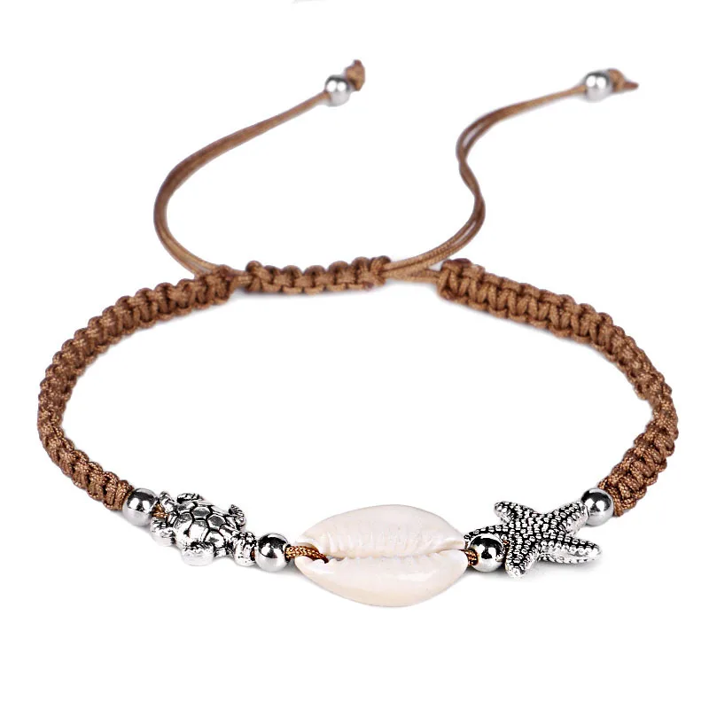Boho031 натуральный бисер браслет для женщин Морская звезда черепаха браслет с подвесками ручная работа Boho летние пляжные украшения