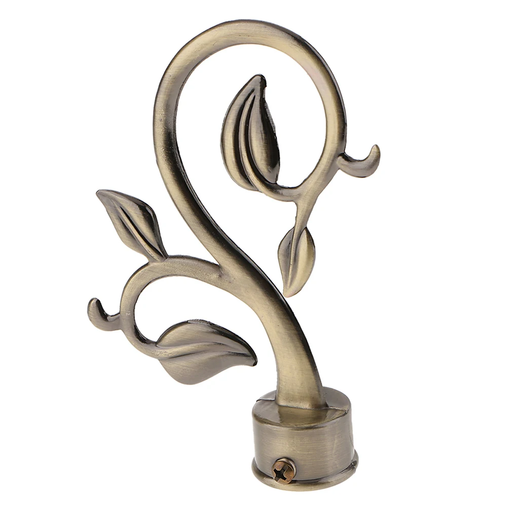 Durable Meat Curtain Rod Finials Window Drapery Blinds Pole End Cap 28mm Inner Diameter - Leaves