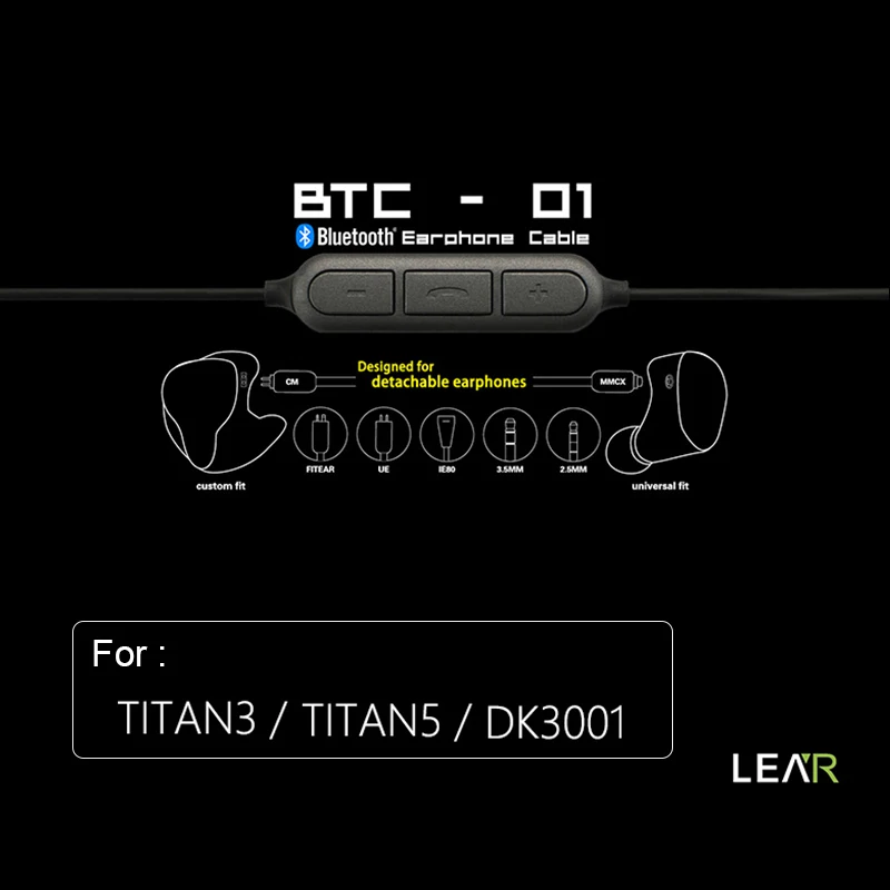 DUNU LEAR BTC-01 Bluetooth наушники кабель для TITAN3 TITAN5 DK3001 беспроводной MMCX кабель предназначен для съемных наушников