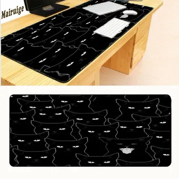 

Mairuige Free Shipping Computer Game Large Mouse Pad Cat Series 800x300mm Mousepad Grange with Edge Locking for Black Cat Head