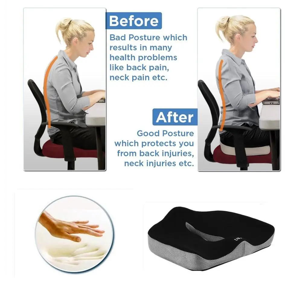 PurenLatex Chair Lumbar Pillow Support Seat Cushion Memory Foam for Lower  Back Pain Relief Improve Posture and Protect Your Back