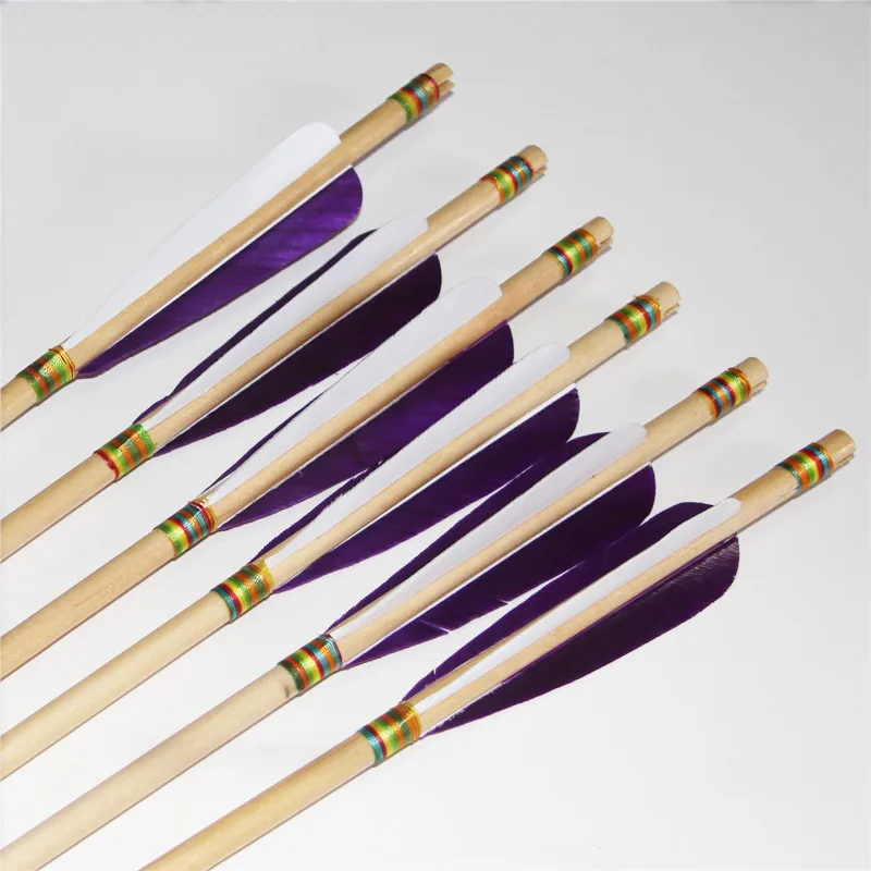 

12pcs 32 inch Turkey Feather Wooden Archery Arrows for Longbow Compound Recurve Bow Acessories Blind