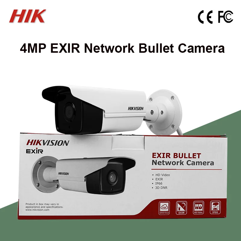 

in stock DS-2CD2T42WD-I8 Hik 4MP Bullet Network Camera EXIR IR 80m IP67 H.264+, 2688x1520 EXIR high performance LED WDR HD IPC