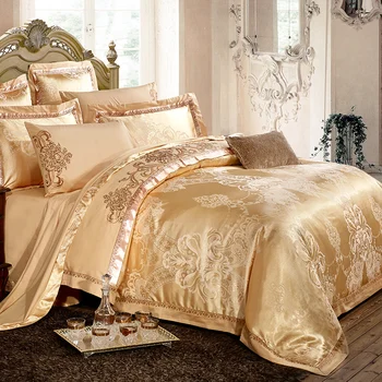 

Bamboo fiber textile Cotton Satin Jacquard bed sheet quilt four sets of summer 4 sets of simple bed size 2.0m