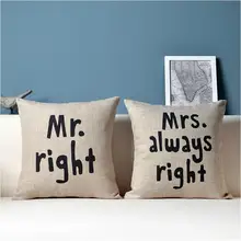 Mr& Mrs Nordic Американский пару подарки хлопок Подушки Детские Диван Подушки S украсить дом Подушки 45*45 см