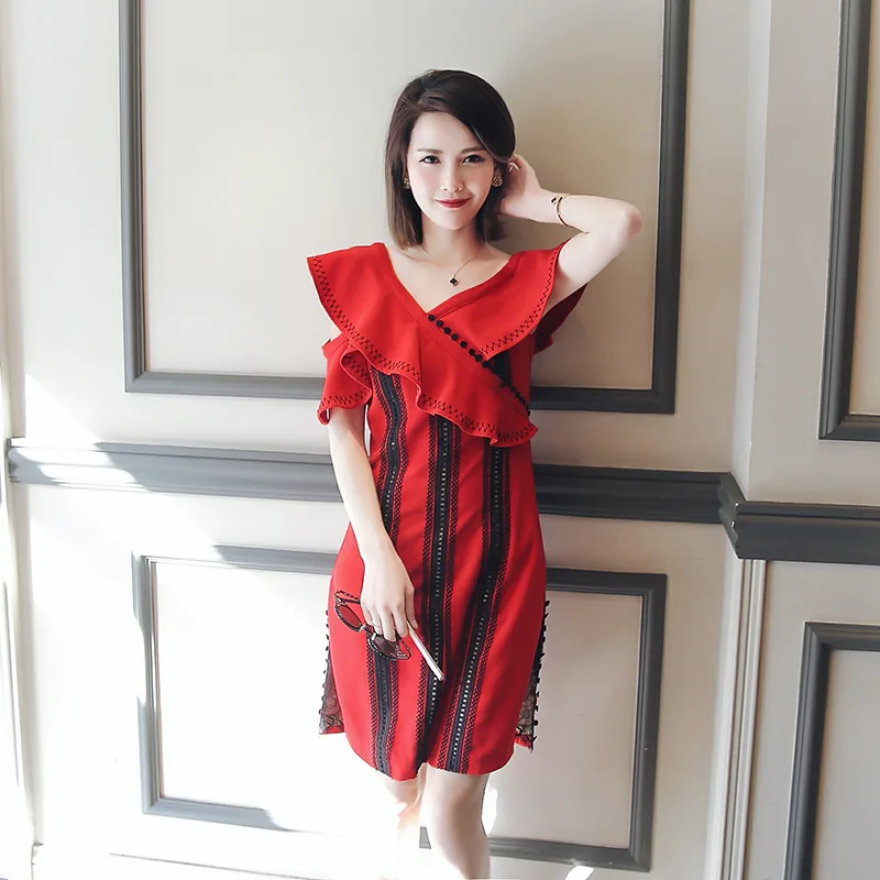 2017 European style summer women high quality runway designer dress