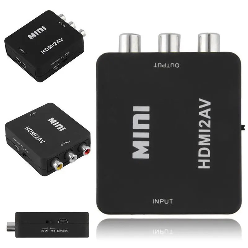 Мини 1080P HDMI композитный к RCA Аудио Видео AV CVBS конвертер адаптер для HDTV - Цвет: Black