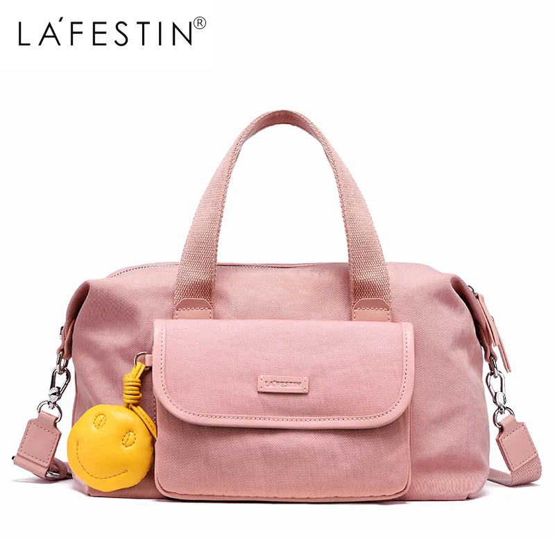 

LAFESTIN Women Travel Bag Large Capacity Tote Shoulder Luggage Bag Simple Solid Casual Luggage Packing Travel Handbags