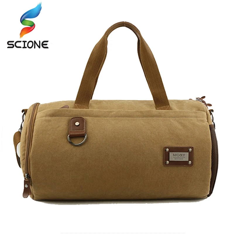 

Outdoor Washed Canvas Sport Gym Bags Multi-function Handbag Single shoulder Bag Men Travel Independent Shoes Duffle Bags