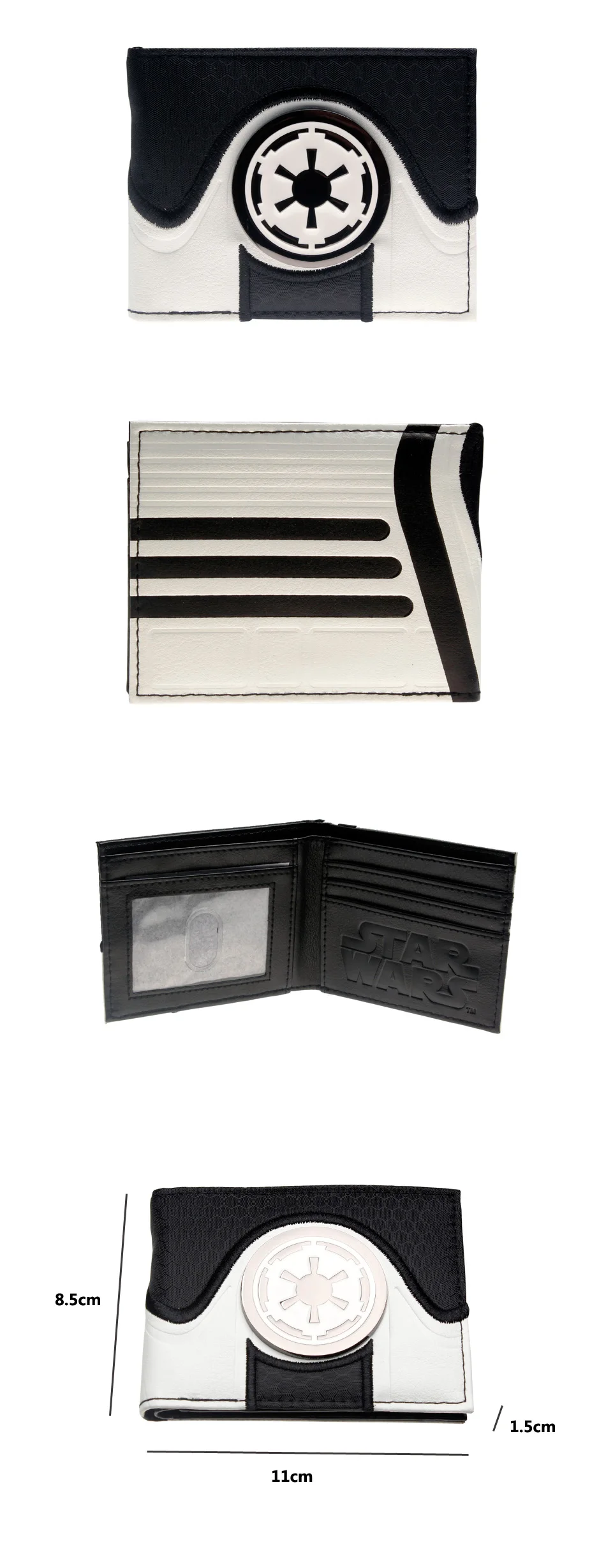 Звездные войны бумажник белый/черный металлический значок тиснение двойной складной мужской кошелек женский кошелек DFT