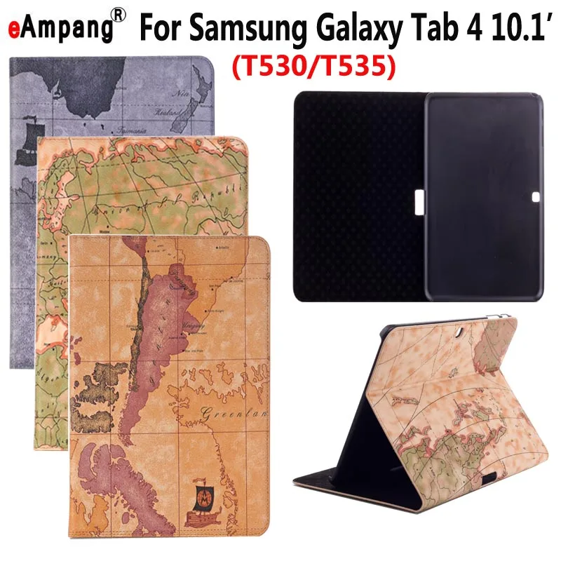 

Map Leather Case for Samsung Galaxy Tab4 Tab 4 10.1 T530 T535 T531 Smart Case Cover Funda Tablet Slim Flip Stand Card Slot Shell