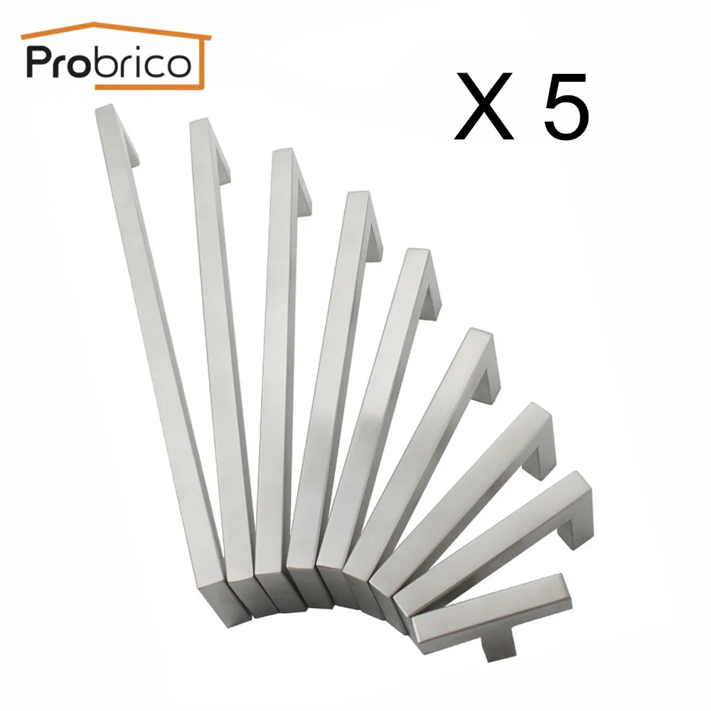 Probrico 5 PCS Stainless Steel Square Bar Cabinet Pulls ...