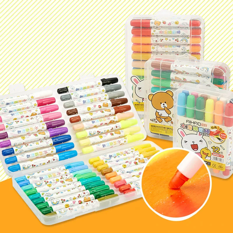 

DIY Cute Kawaii Cartoon Bear 12/18/24/36 Watercolor Crayons For Kids Painting Drawing Graffiti Student 1706